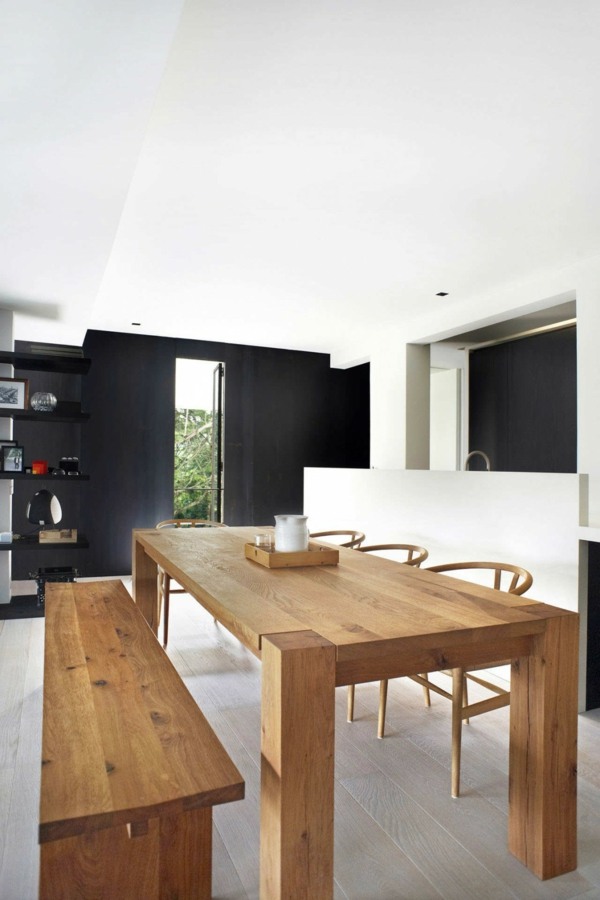 štýlový interiér interiéru drevený jedálenský stôl