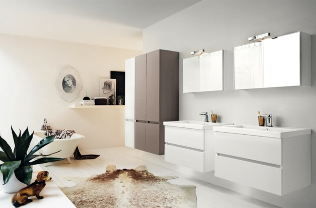 skrinky bielej béžovej farby štýlový koberec