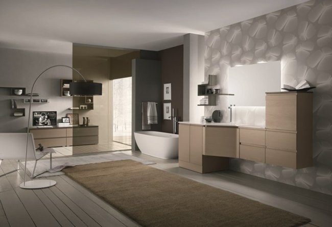 Farebná schéma kúpeľňové obklady a dlažby v kúpeľni