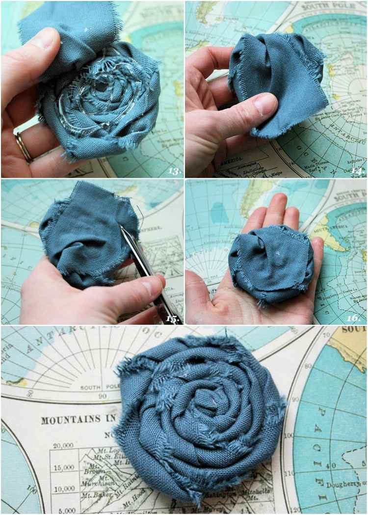 Vyrobte si látkové kvety sami, jednoduché zabalenie návodu