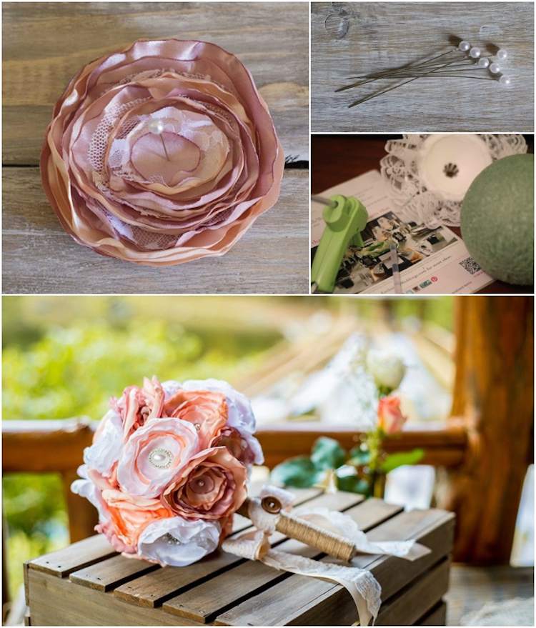 Vyrobte si látkové kvety vlastnoručne svadobnú kyticu