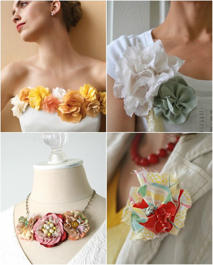 vyrobte si látkové kvety sami doplnky brošňové šperky