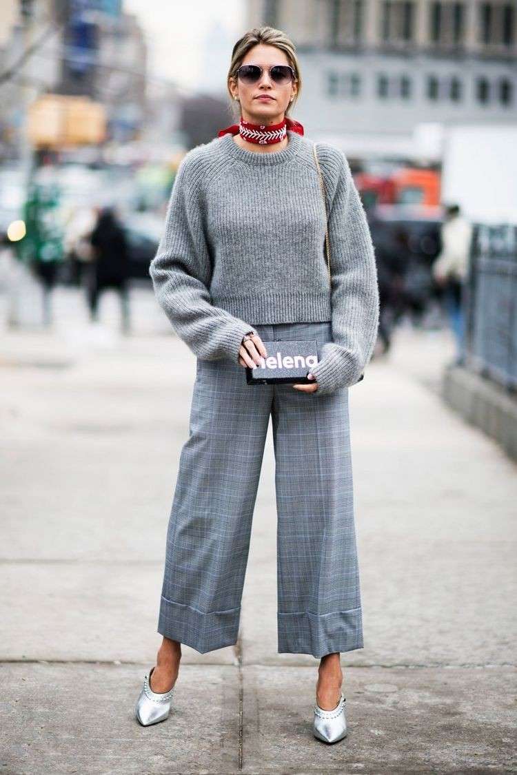 Plátenné zimné nohavice kombinujú pletené nohavicové súpravy