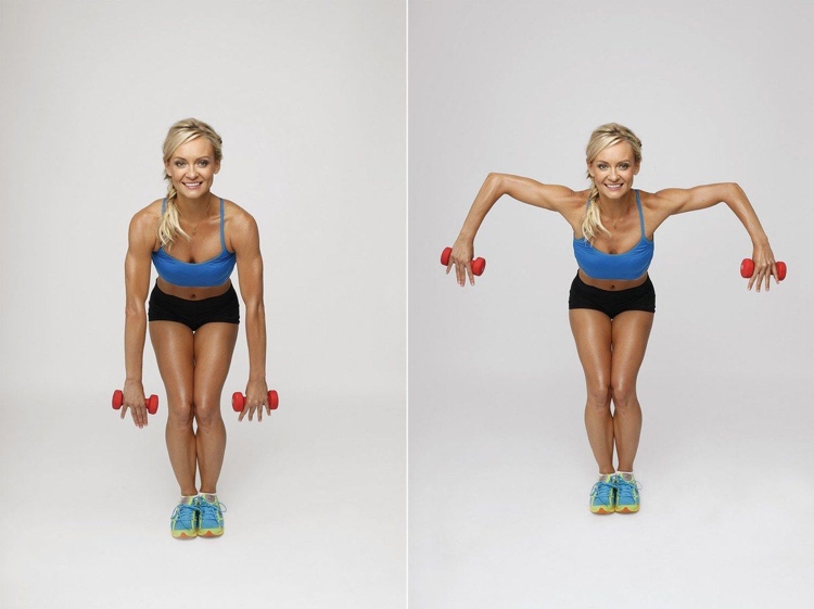 Cvičenie s tónovacími ramenami Prehnuté nad veslovaním s činkami