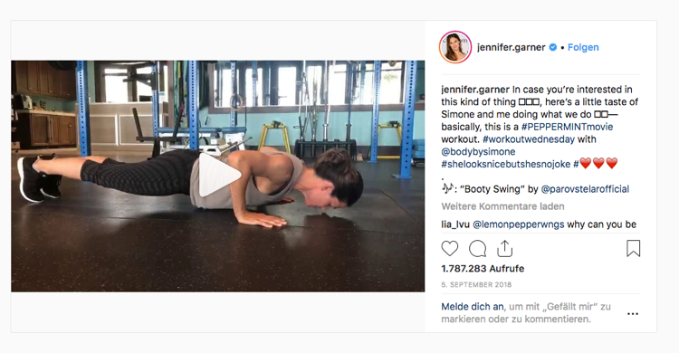 Jennifer Garner cvičí ruky a torzá pre film Peppermint Film