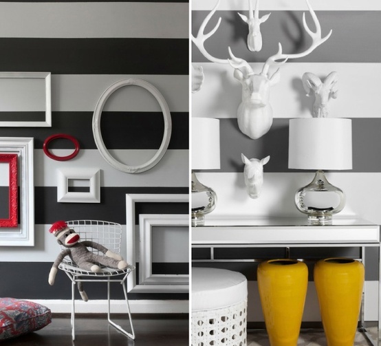 čierno-biele pruhy na stene