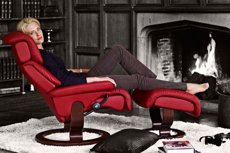 Trendy v dizajne-kreslo-obývačka-relaxačný nábytok-sen-červená-nastaviteľná-opierka hlavy