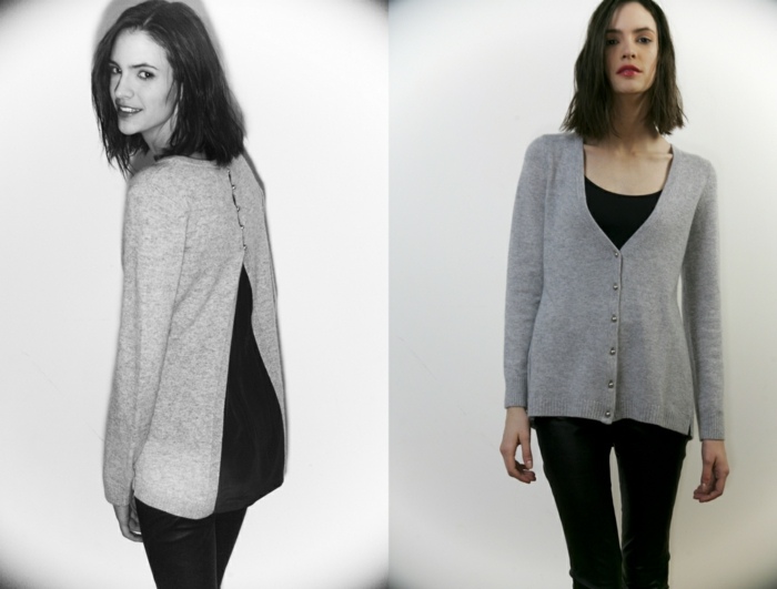 Svetre sivá, moderné gombíky Svetre sivá moderný dizajn