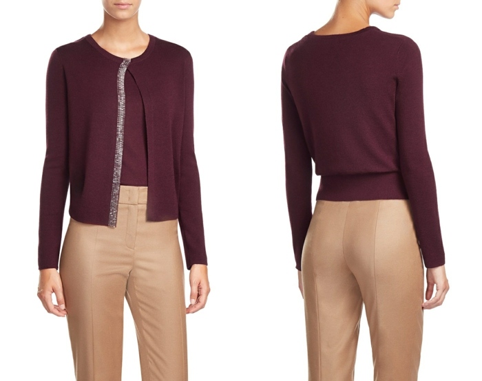 Paletový model zdobený bordovou vestou Vesty palety zdobené modelkou savena