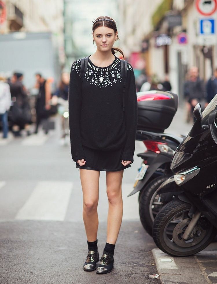 Kožené členkové topánky trendy mini pletené šaty 2020 kombinované