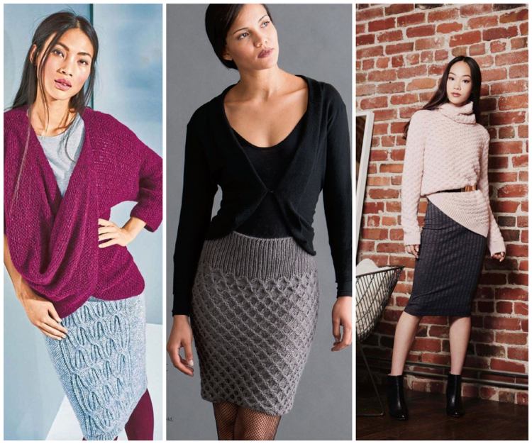 Pletené sukne do kancelárie kombinujú obyčajné oblečenie