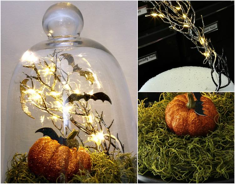 super nápady na poslednú chvíľu halloween dekorácia sklenený zvonček