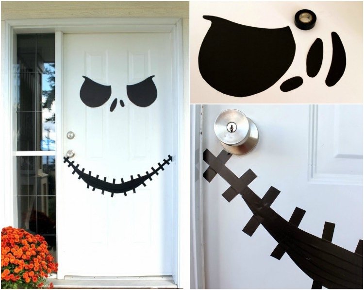 super nápady na poslednú chvíľu halloween dekorácia predné dvere