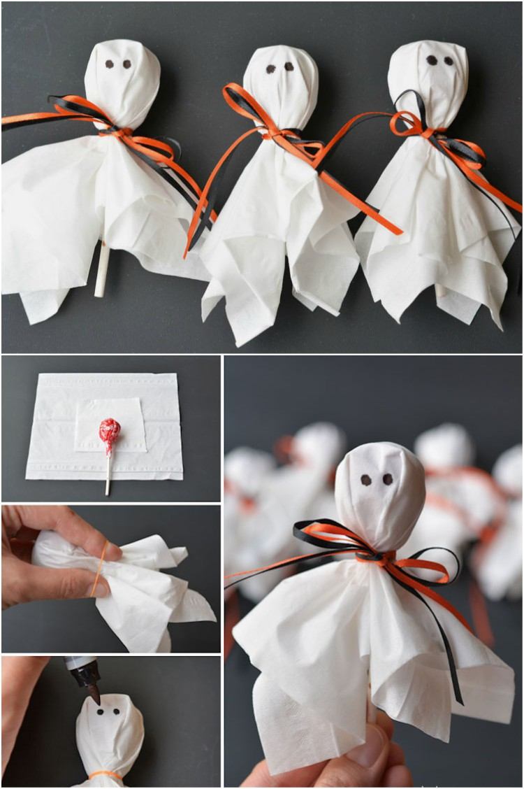 super nápady na poslednú chvíľu halloween cukroví zabaliť duchovia