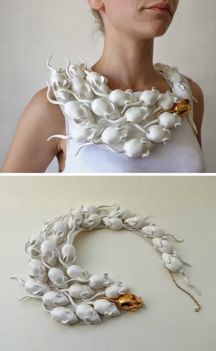 super nápady na poslednú chvíľu halloween party kostým biela myš reťaz