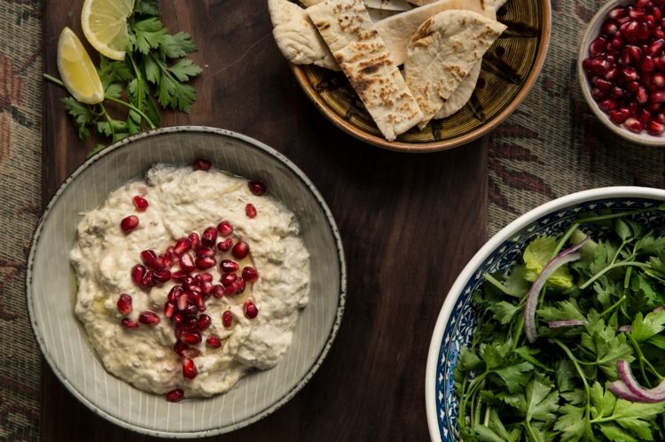 baklažán sýrska kuchyňa tradičné granátové jablko