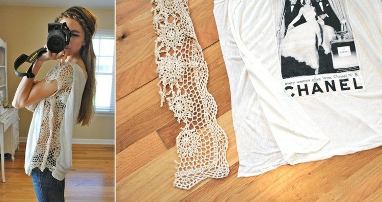 Okoreňte to čipkou - skvelý nápad Tričko-dizajn-čipka-šitie-nápady