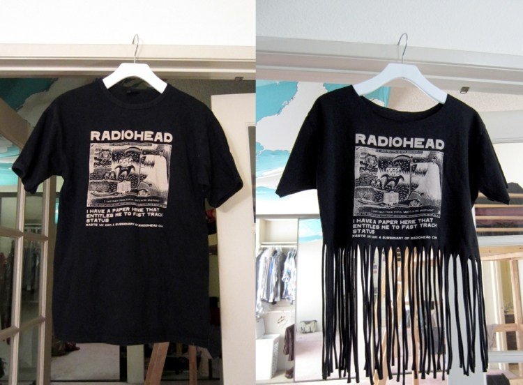 Myšlienka s okrajmi Tričko-dizajn-volány-vykrojenie-bez brucha-nápady