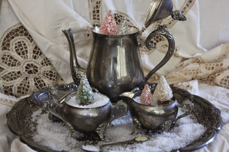 Podnos v striebornom prevedení-Vianoce-dekorácie-skutočné-staré-vinobranie-patina