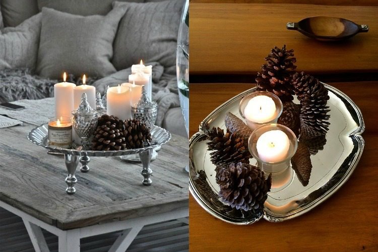 Zásobník v strieborných-vianočných-deko-strieborných-kužeľoch