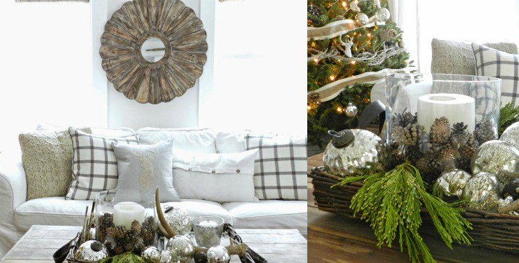 Zásobník-strieborná-vianočná-dekorácia-nápady-prútená-vŕba-vidiecky štýl