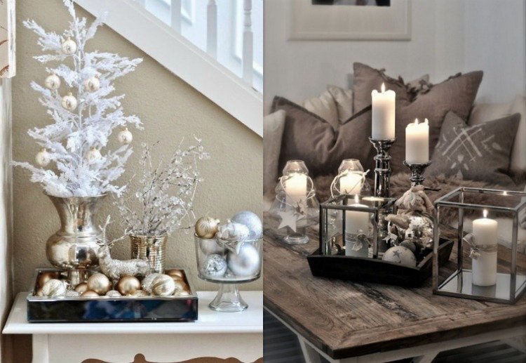 Zásobník-strieborné-vianočné-dekorácie-nápady-ušľachtilé-strieborné-zlaté-vianočné gule