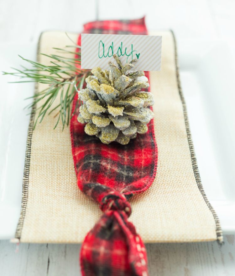 Šišky bielidlo zlatý sprej posypať miesto karty