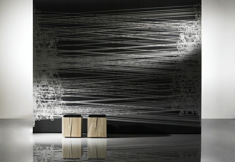 tapeta v čiernom modernom vzore svetlo sivý nápad dizajnu steny