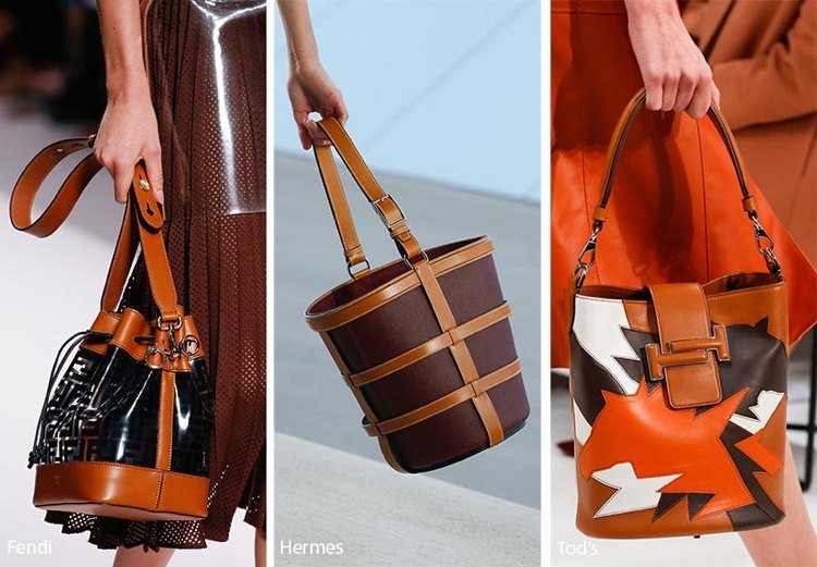 Tašky Trends 2019 Bucket Bag kožená hnedá ťava čierna