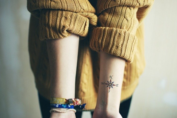 Body tetovania na zápästí-vo vnútri-kompasu