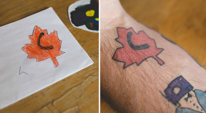 nápad na tetovanie pre otcov kresliaci vlastenecký kanadský javorový list
