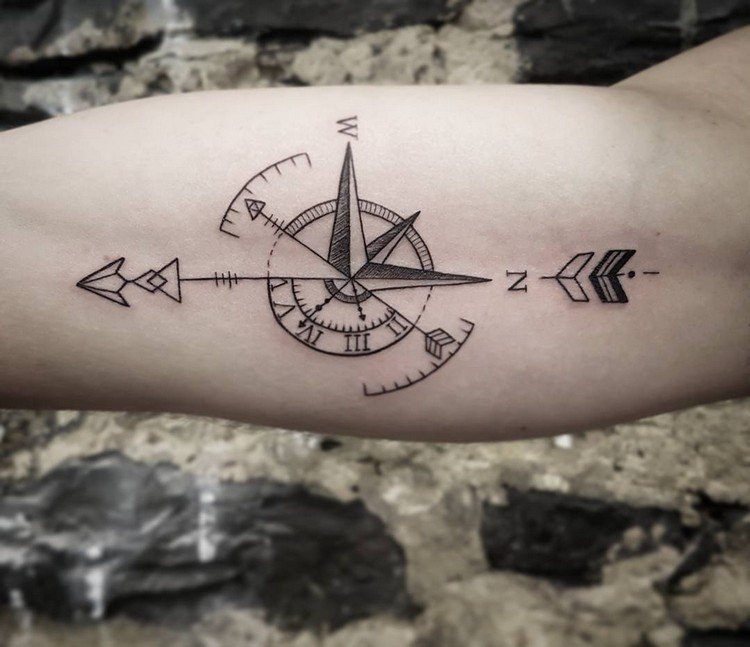 tetovanie-nápady-muži-trend-geometrický-cestovateľský motív