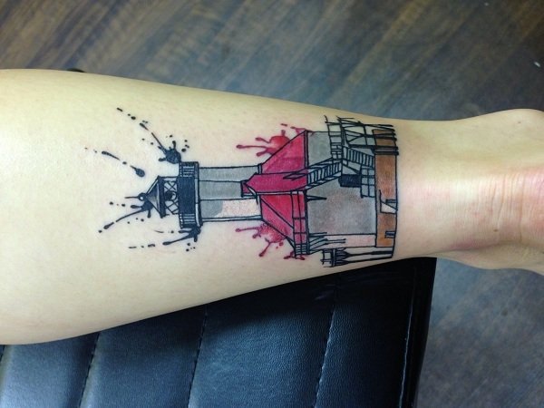 Nápady na tetovanie zámok na zápästí farebný