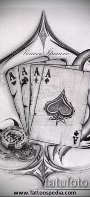 Tattoo 4 ász (jelentése) - egy példa egy érdekes tetoválási tervre - 006