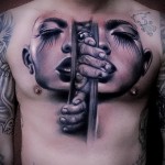 абстракция Tattoo auf seiner Brust - Foto Beispiel für die Zahl 21122015 1