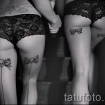 tetoválás íjak a lábakon a hátsó fényképen - fotó példa a kész tetoválásra 02052016 4