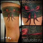 harisnyakötő tetoválás íjjal a lábán - fotó példa egy kész tetoválásra 02052016 18