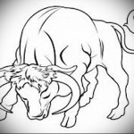 Bika fejjel lefelé - Bika tetoválás vázlata