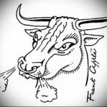 Bika gőzzel és orrlyukakkal - Bika tetoválás vázlata