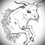 szokatlan vázlat a Bika jelhez - Bika tetoválás vázlata