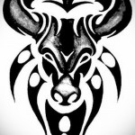bika és törzsi minták - bika tetoválás vázlata
