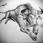 Reális Bull 3D - Bull Tattoo Sketch
