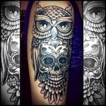 bagoly koponya tetoválás 1