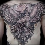 bagoly koponya tetoválás 3
