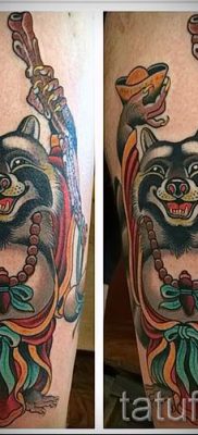 Татуировка на миеща мечка - снимка на готовата татуировка за материал около 50