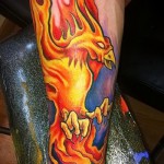 Phoenix Tätowierung auf seinem Arm - ein Foto des fertigen Tätowierung 11022016 1