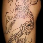 Phoenix Tätowierung auf seinem Bein - ein Foto des fertigen Tätowierung 11022016 1