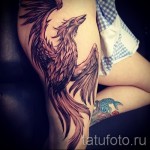 Phoenix Tätowierung auf seinem Bein - ein Foto des fertigen Tätowierung 11022016 2