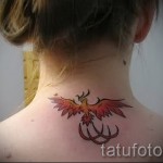 Phoenix Tätowierung auf seinem Hals - ein Foto des fertigen Tätowierung 11022016 1