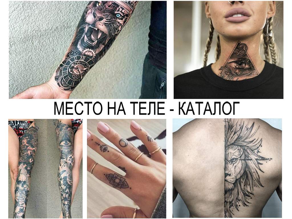 МЯСТО НА ТЯЛОТО - КАТАЛОГ - снимка за каталог със снимки на татуировки върху различни части на тялото, сортирани по азбучен ред